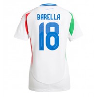 Fotbalové Dres Itálie Nicolo Barella #18 Dámské Venkovní ME 2024 Krátký Rukáv
